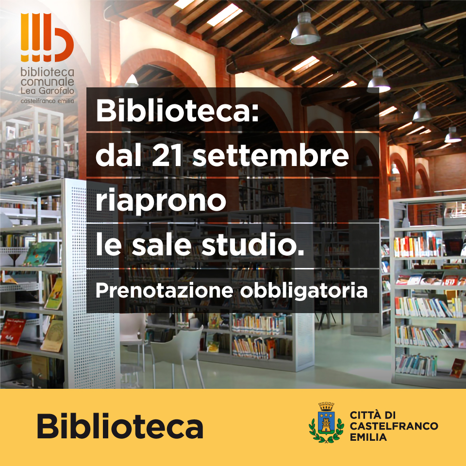 Dal 21 settembre riaprono le Sale Studio della biblioteca